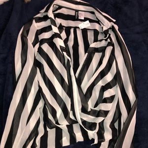 Black and white striped blouse